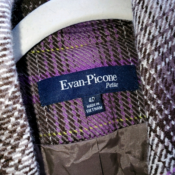 Evan-Picone Fall or Winter Long Sleeve Button Blazer Purple and Brown 0114 - Picture 2 of 6